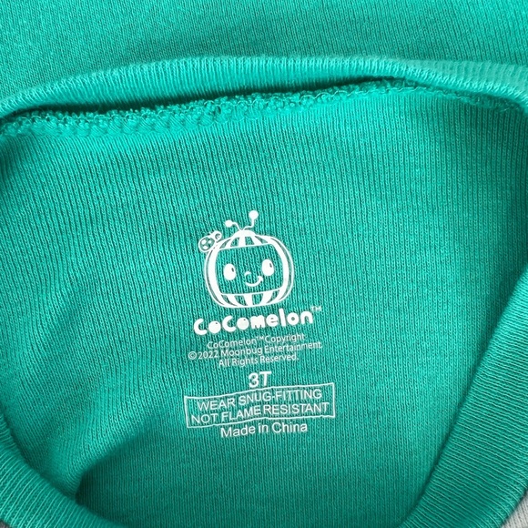 Cocomelon Matching Pyjama Shorts & Shirt Set Teal Gray Stripes 3T - Picture 4 of 4